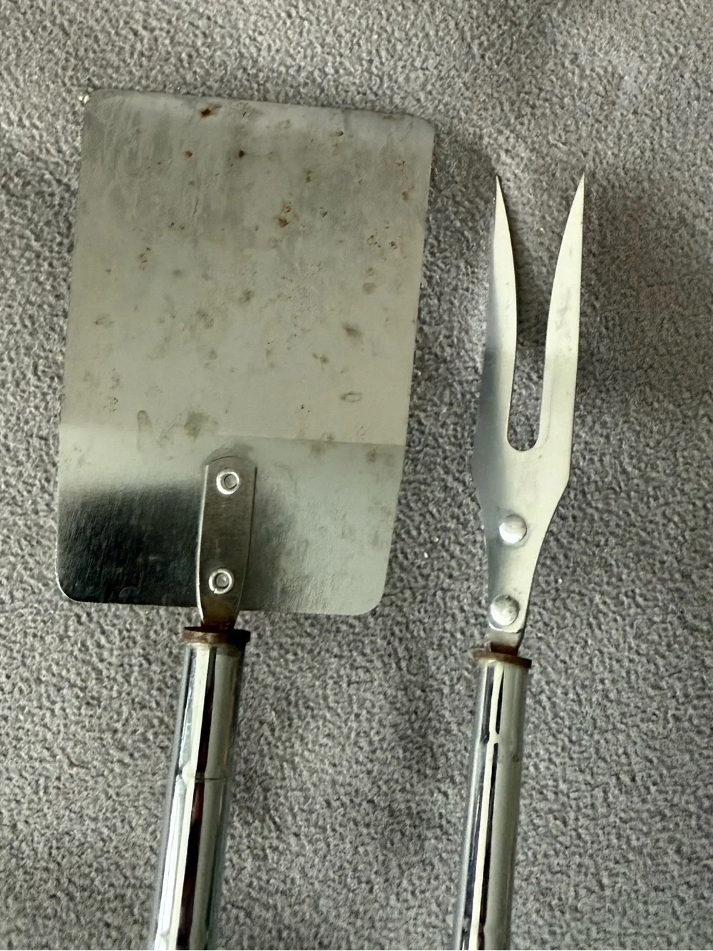 BBQ Fork and Spatula Set with Black Textured Handles